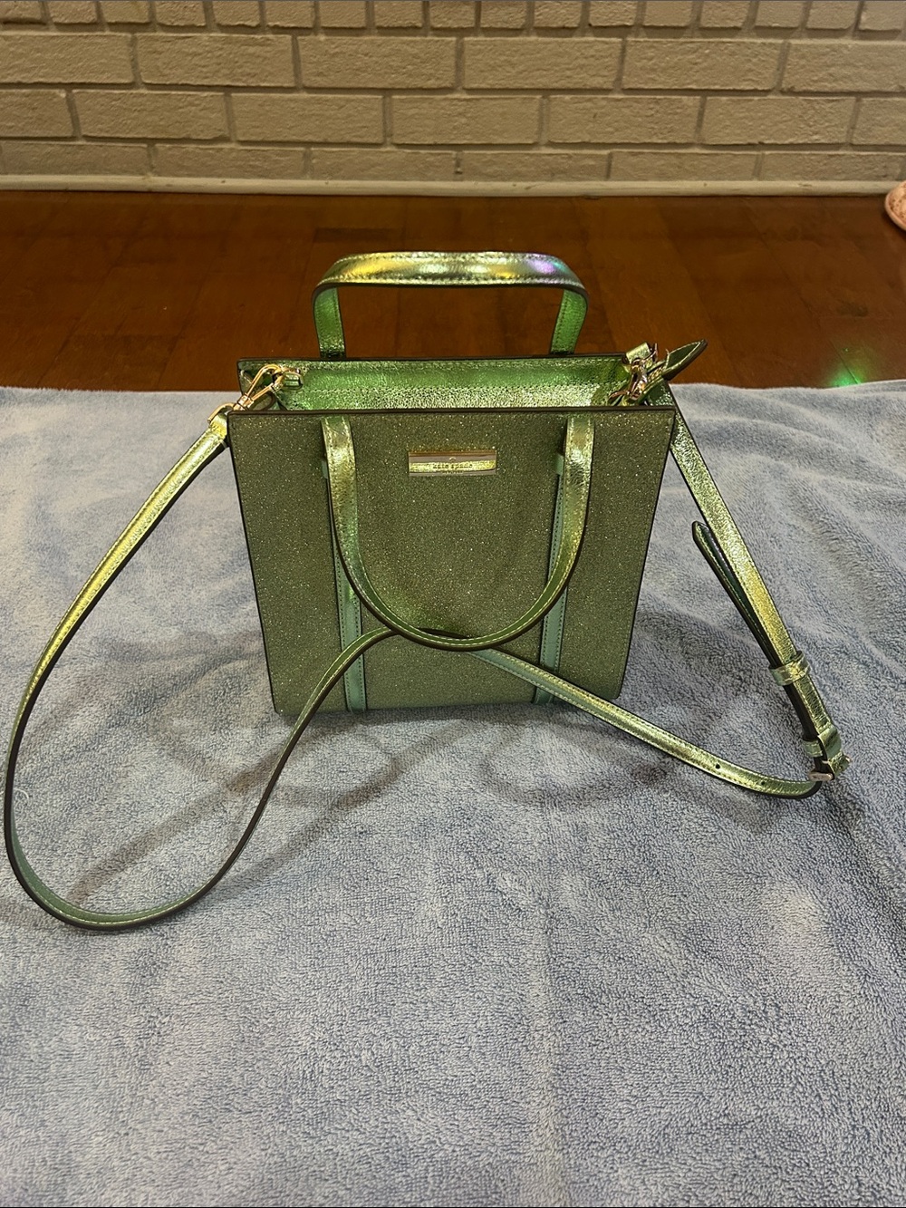(NWOT) Kate Spade Iridescent Green Structured Top-Handle Crossbody Tote
